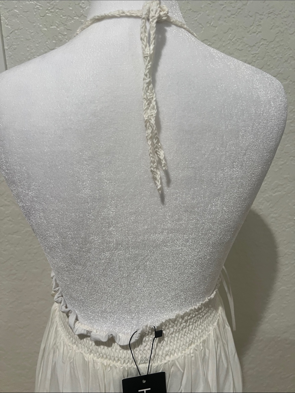 White Crochet Halter Maxi Dress - Picture 6 of 12